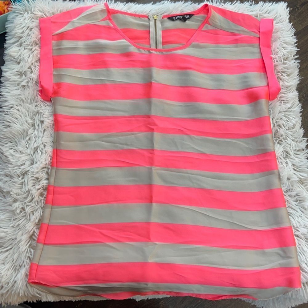 Express Hot Pink Striped Top